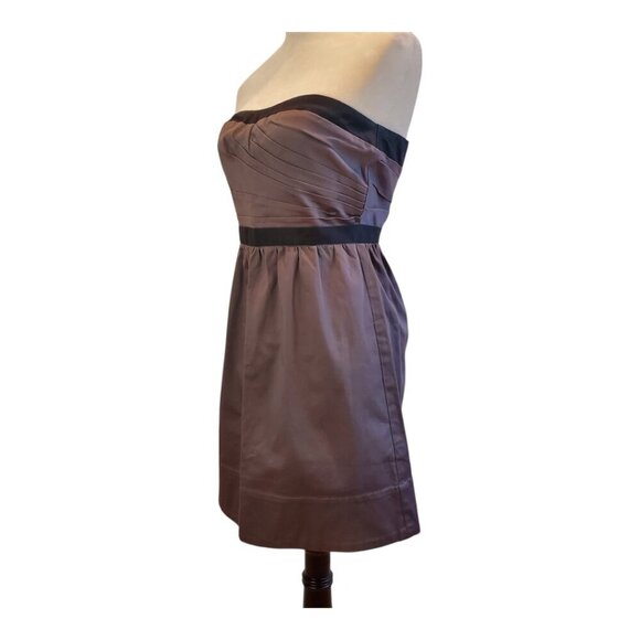 AMERICAN EAGLE SZ 2 Purple/Taupe Pleated design Gathered Skirt Strapless Dress - Picture 4 of 7